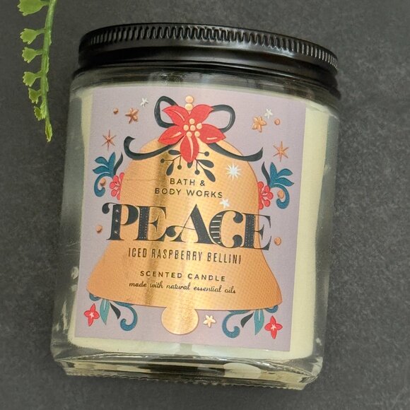 BBW Peace Iced Raspberry Bellini Bath & Body Works Mason Jar Single Wick Candle - Picture 5 of 10